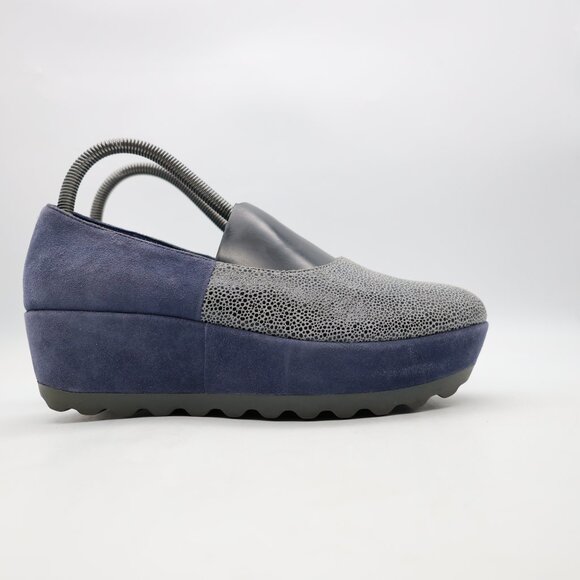 Camper Twins Blue Suede Slip On Platform Women's EU 39 Blue Gray Shoes - Picture 1 of 11